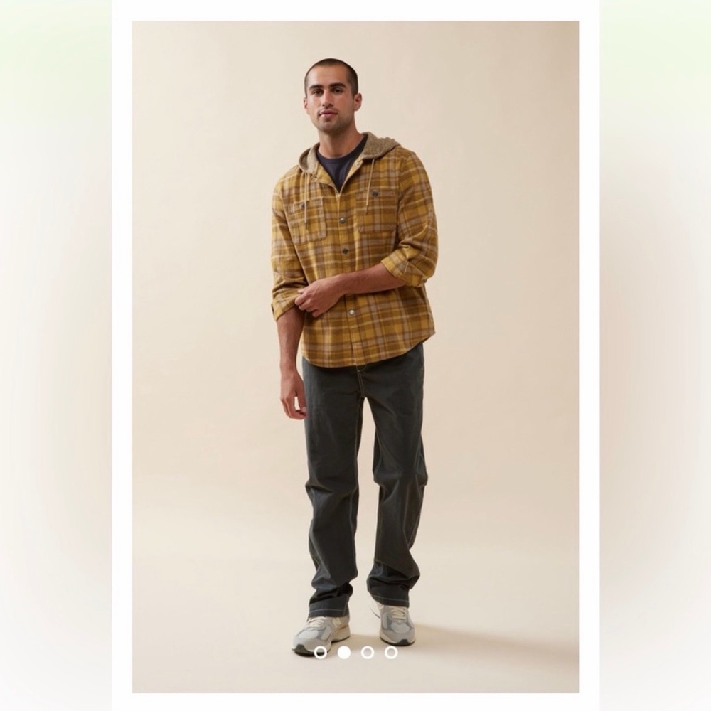 NWT Katin Harold Hooded Flannel Snap Up Jacket Men- Golden Khaki